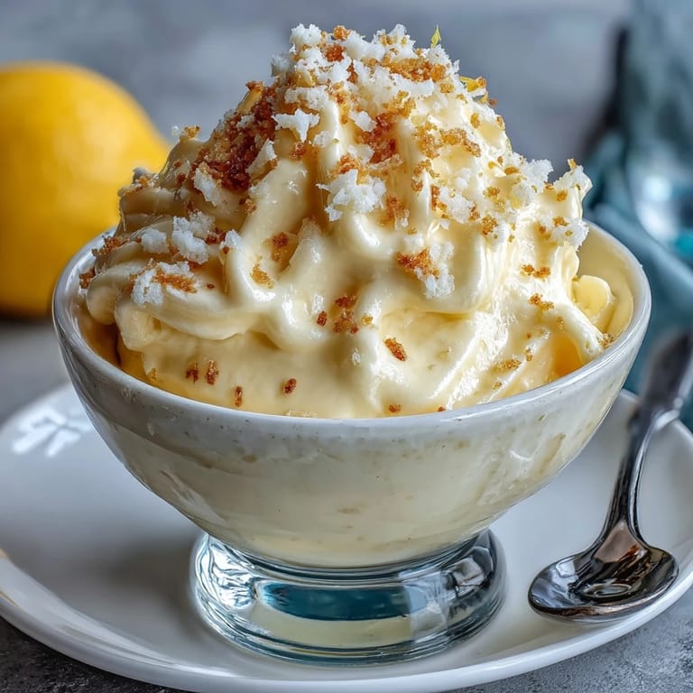 2. Light and airy lemon mousse cups served over crisp shortbread crumble, garnished with fresh berries.