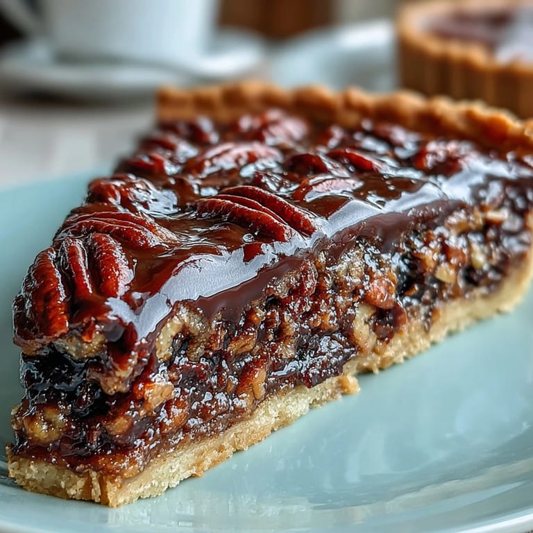 Southern-inspired Kentucky Derby Tart featuring gooey chocolate, toasted pecans, and flaky pastry—perfect for race day celebrations.
