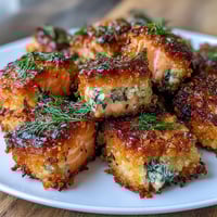 Crispy panko crusted salmon bites baked to golden perfection, ideal for appetizers or a quick dinner.  