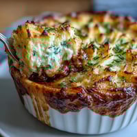 Classic Shepherds Pie with Cauliflower Mash Topping in a baking dish, golden crust and bubbling filling ready to serve.